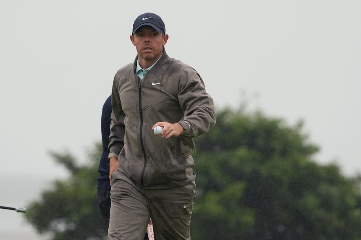 Jul 23, 2023; Hoylake, England, GBR; Rory McIlroy acknowledges the crowd after a putt on the 13th green during the final round of The Open Championship golf tournament.