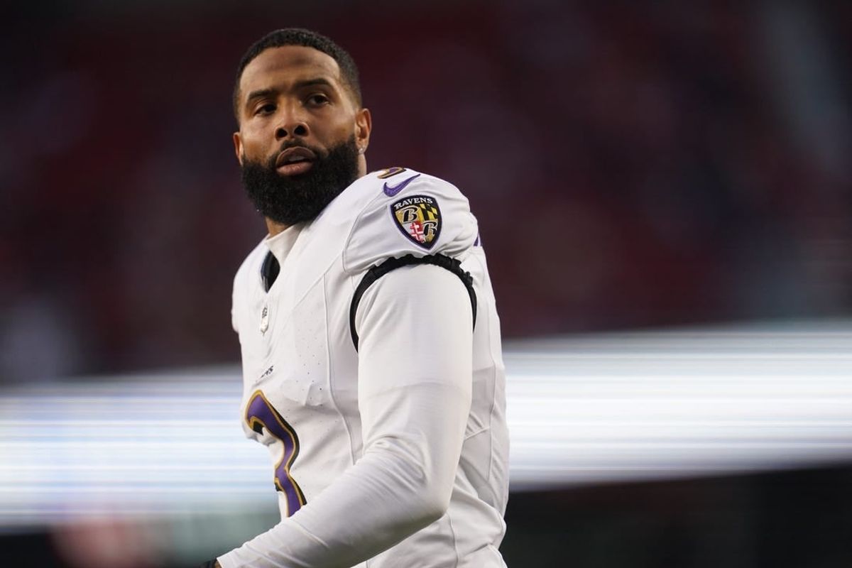 Dec 25, 2023; Santa Clara, California, USA; Baltimore Ravens wide receiver Odell Beckham Jr. (3) stands on the field before the start of the game against the San Francisco 49ers at Levi's Stadium.