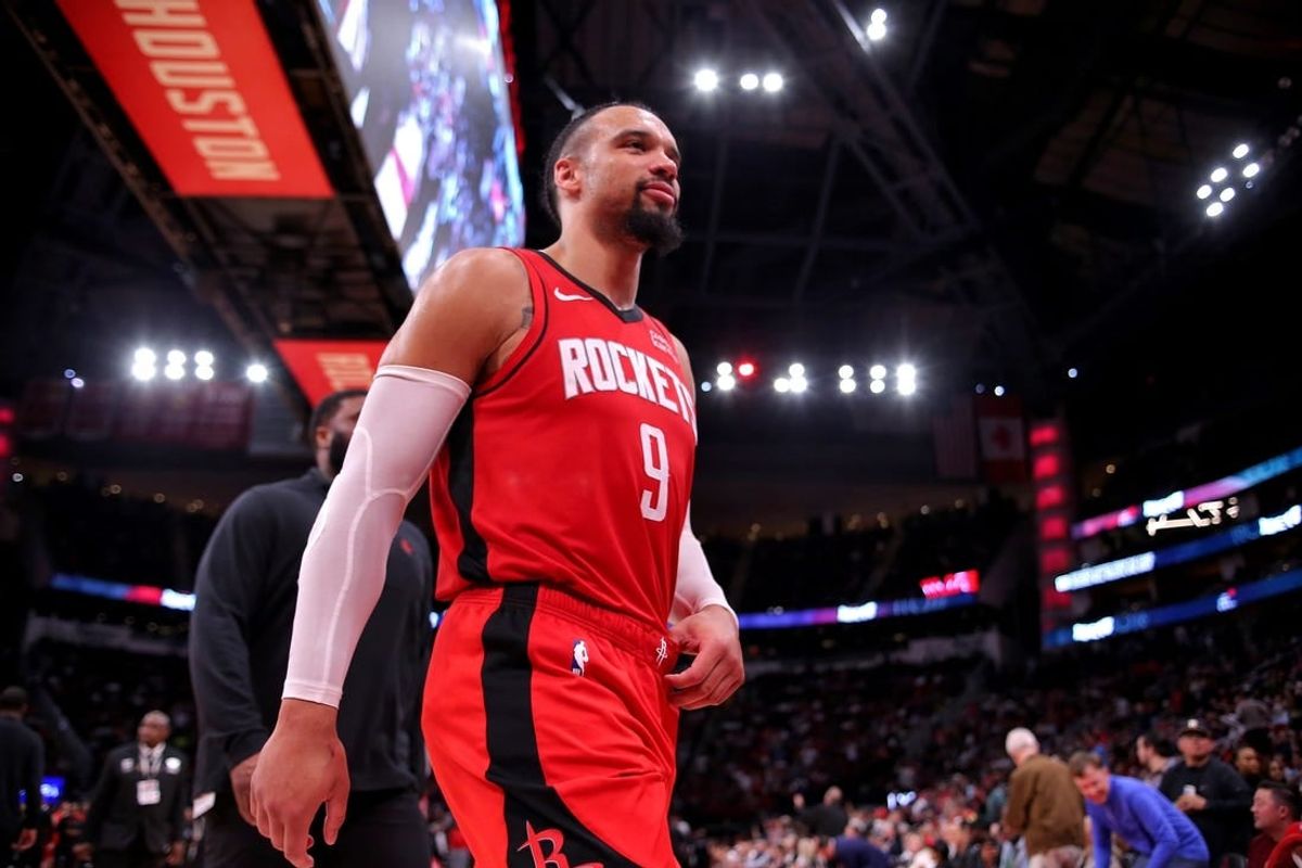 Mar 21, 2024; Houston, Texas, USA; Houston Rockets forward Dillon Brooks (9) walks off the court after being ejected during the third quarter at Toyota Center.