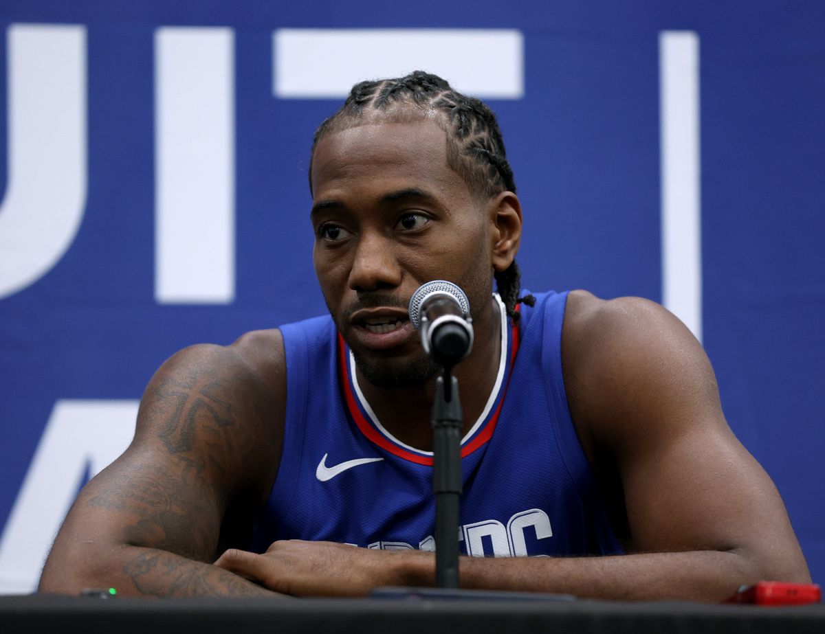 Kawhi Leonard speaks at the Los Angeles Clippers  Media Day