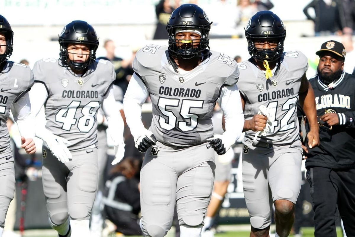 Nov 11, 2023; Boulder, Colorado, USA; Colorado Buffaloes defensive lineman Leonard Payne Jr. (55) before the game against the Arizona Wildcats at Folsom Field.