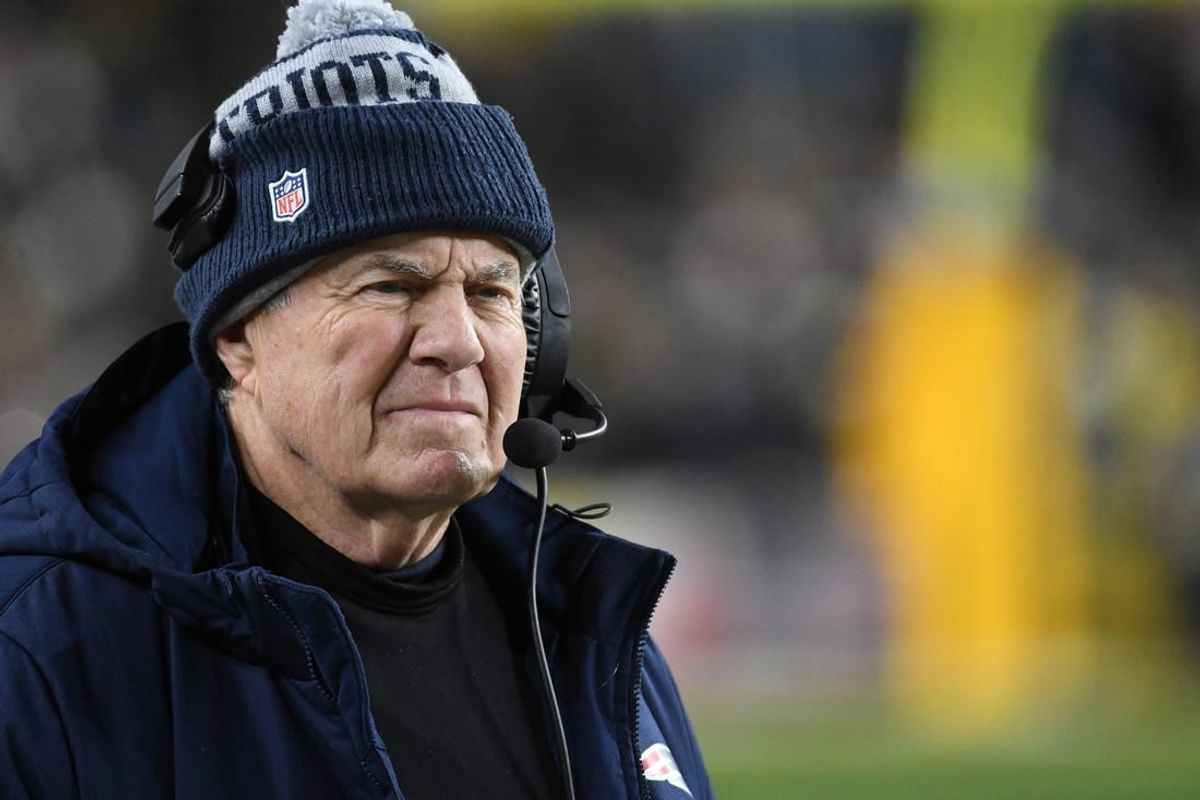 Dec 7, 2023; Pittsburgh, Pennsylvania, USA;  New England Patriots head coach Bill Belichick walks the sidelines against the Pittsburgh Steelers during the fourth quarter at Acrisure Stadium.