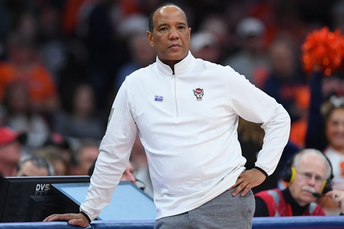 Jan 27, 2024; Syracuse, New York, USA; North Carolina State Wolfpack head coach Kevin Keatts looks on against the Syracuse Orange during the second half at the JMA Wireless Dome.