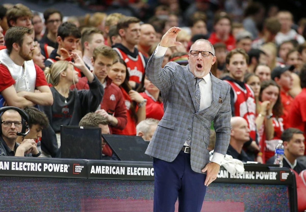 Nov 10, 2023; Columbus, Ohio, USA;  Texas A&M Aggies head coach Buzz Williams calls a play during the second half against the Ohio State Buckeyes at Value City Arena.