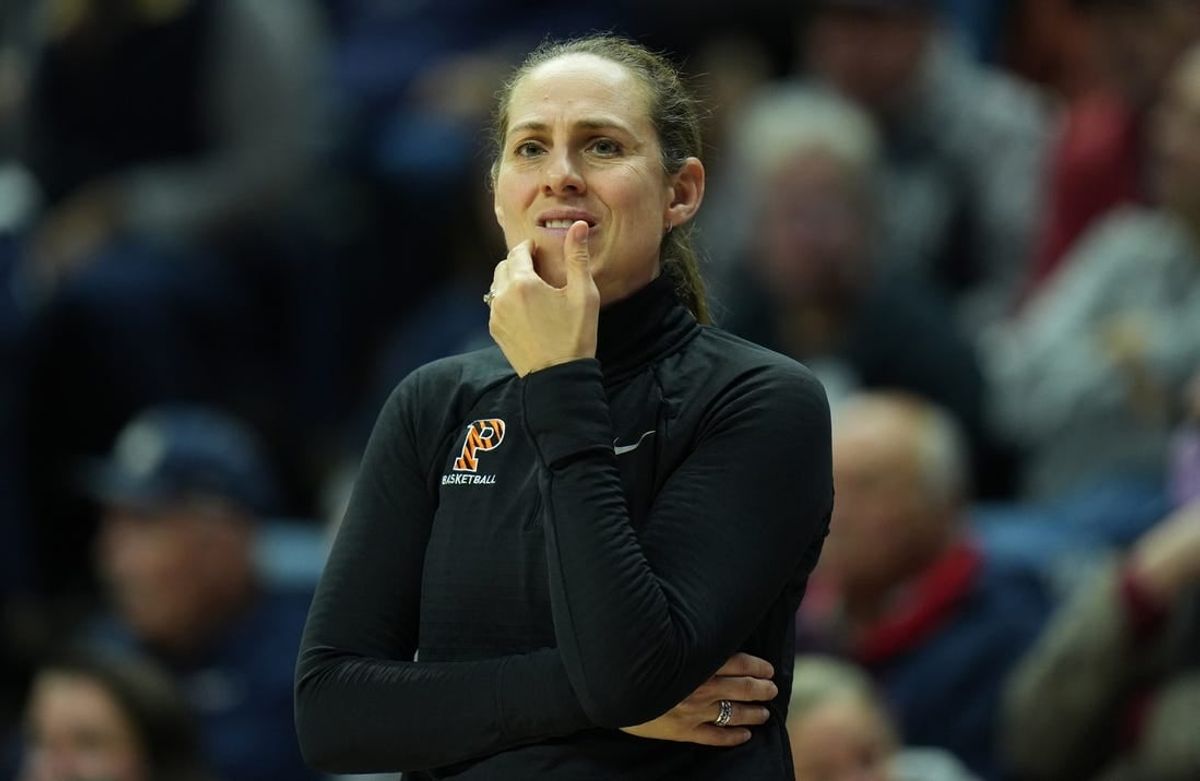 Dec 8, 2022; Storrs, Connecticut, USA; Princeton Tigers head coach Carla Berube watches from the sideline as they take on the UConn Huskies at Harry A. Gampel Pavilion.