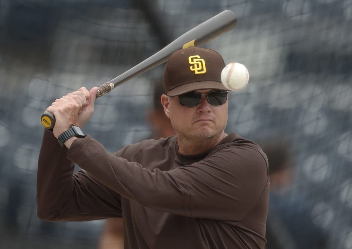 Jun 27, 2023; Pittsburgh, Pennsylvania, USA; San Diego Padres senior advisor to player development & major leagues Mike Shildt (8) before the game against the Pittsburgh Pirates at PNC Park.