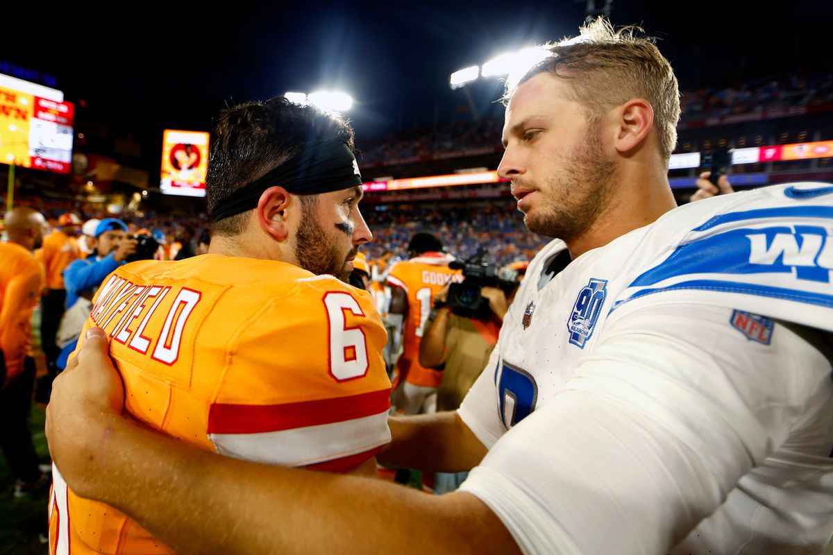 Baker Mayfield (l.) and Jared Goff