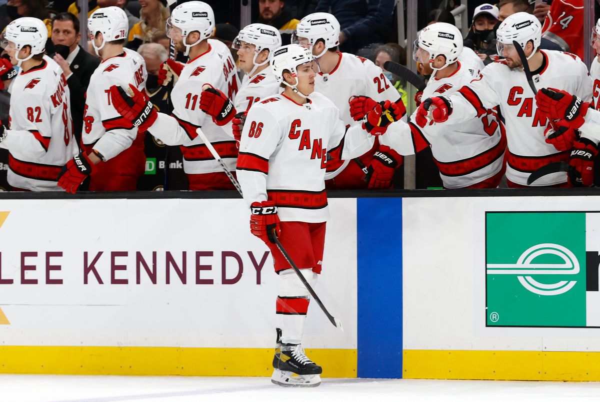 Teuvo Teravainen contributed to the Canes’ 7-1 shellacking of the Boston Bruins last night.