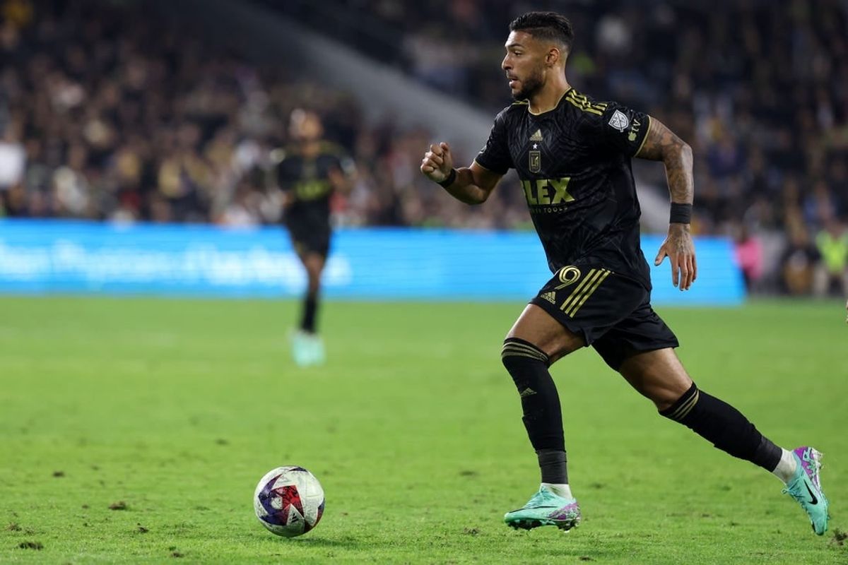 Dec 2, 2023; Los Angeles, California, USA;  Los Angeles FC forward Denis Bouanga (99) dribbles the ball during the second half against the Houston Dynamo at BMO Stadium.
