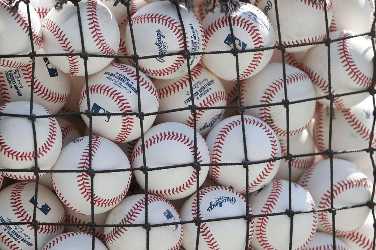 Oct 3, 2023; Minneapolis, Minnesota, USA; General view of baseball before the game between the Minnesota Twins and the Toronto Blue Jays during game one of the Wildcard series for the 2023 MLB playoffs at Target Field.