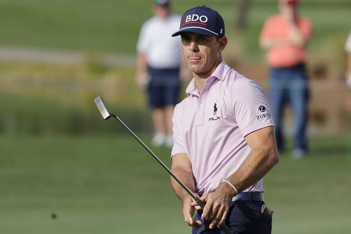 Feb 29, 2024; Palm Beach Gardens, Florida, USA; Billy Horschel watches his putt roll on the 16th green during the first round of the Cognizant Classic in The Palm Beaches golf tournament.