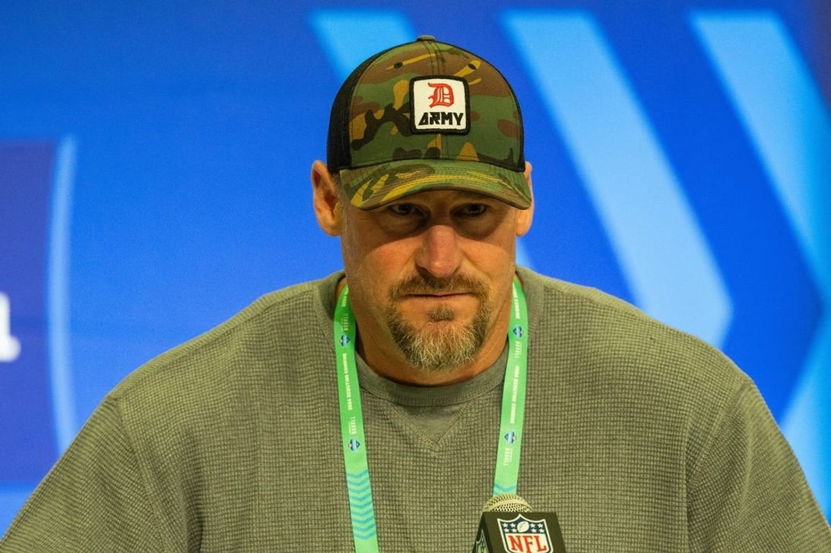 Feb 27, 2024; Indianapolis, IN, USA; Detroit Lions head coach Dan Campbell talks to the media at the 2024 NFL Combine at Indiana Convention Center.