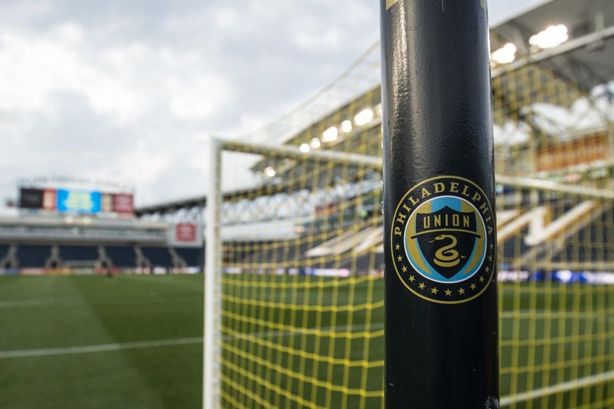 Aug 12, 2017; Philadelphia, PA, USA; General view of a Philadelphia Union logo on a netting support pole before a game against the Montreal Impact at Talen Energy Stadium. Mandatory Credit: Bill Streicher-Imagn Images