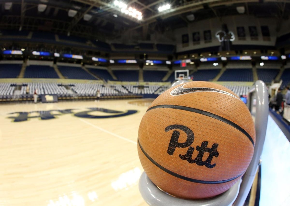 Dec 9, 2017; Pittsburgh, PA, USA;  General view of the court before the Pittsburgh Panthers host the West Virginia Mountaineers at the Petersen Events Center. Mandatory Credit: Charles LeClaire-Imagn Images