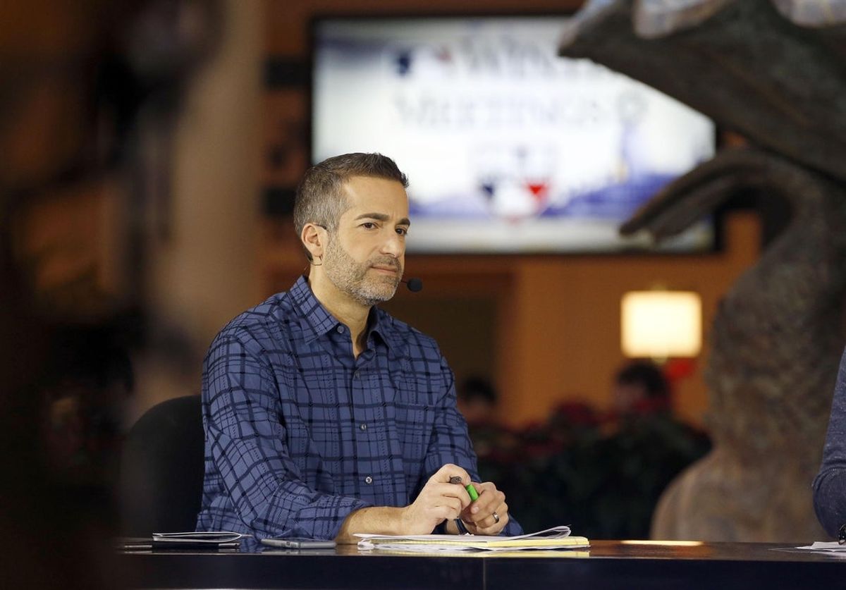 Dec 12, 2017; Orlando, FL, USA; MLB network host Matt Vasgersian during the MLB winter meetings at Walt Disney World Swan and Dolphin Resort. Mandatory Credit: Kim Klement-Imagn Images