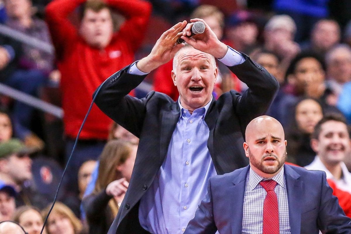 Dec 31, 2017; Newark, NJ, USA; St. John's Red Storm head coach Chris Mullin reacts after being called for technical foul behind assistant coach Matt Abdelmassih during the second half against the against the Seton Hall Pirates at Prudential Center. Mandatory Credit: Vincent Carchietta-Imagn Images