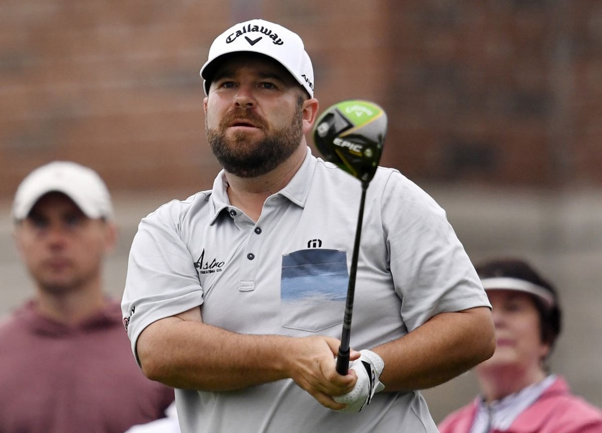 Jun 6, 2019; Hamilton, Ontario, CAN; Colt Knost tees off on the tenth hole during the first round of the 2019 RBC Canadian Open golf tournament at Hamilton Golf & Country Club. Mandatory Credit: Eric Bolte-Imagn Images