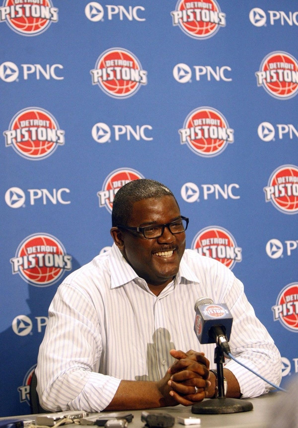 Joe Dumars talks with reporters on May 25, 2010, in Auburn Hills.

Joe Dumars