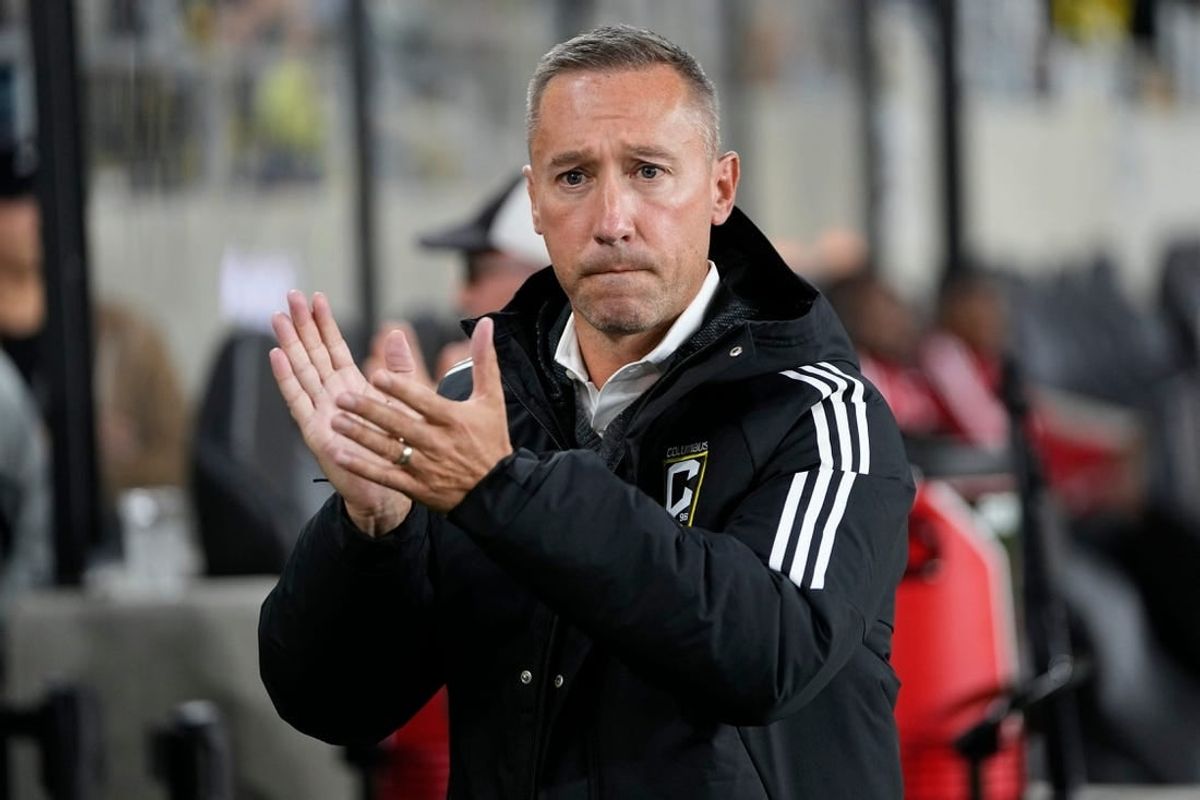 Oct 1, 2022; Columbus, Ohio, USA;  Columbus Crew head coach Caleb Porter walks the sideline prior to the MLS soccer game against the New York Red Bulls at Lower.com Field. The Crew won 2-1.

Mls New York Red Bulls At Columbus Crew
