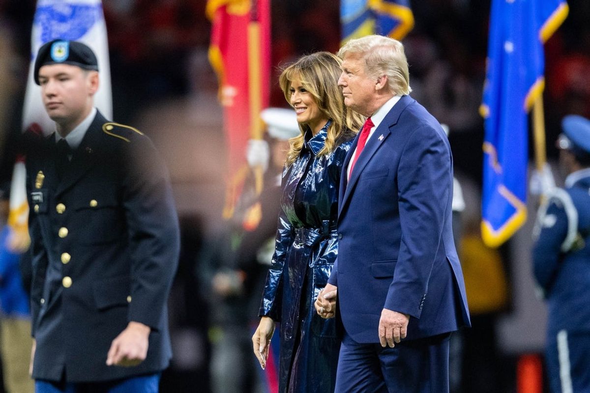 Donald and Melania Trump arive at the Superdome as The LSU Tigers take on The Clemson Tigers in the 2020 College Football Playoff National Championship.  Monday, Jan. 13, 2020.

Cfp Monday Half1v2 0323