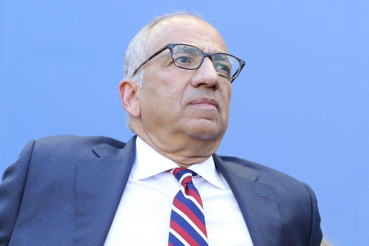 Mar 8, 2020; Harrison, New Jersey, USA; President of the United States Soccer Federation Carlos Cordeiro looks on during introductions before the USA plays Spain in the 2020 She Believes Cup soccer series at Red Bull Arena. Mandatory Credit: Brad Penner-Imagn Images