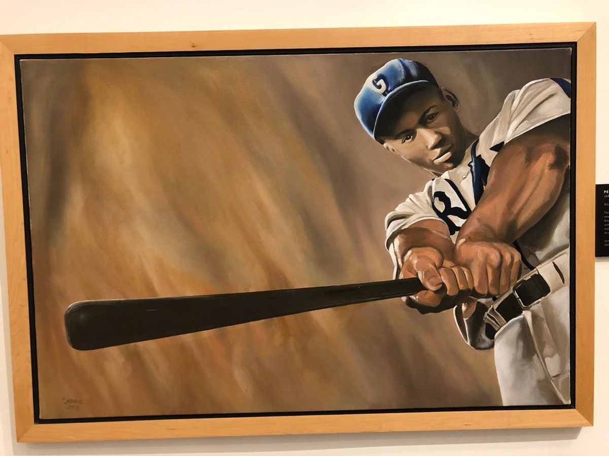 Jared Kraus' \"Personification\": The oil painting on canvas of Josh Gibson was titled as such based on a newspaper quote by Wendell Smith, who called Gibson the \"personification of destruction and devastation.\"

Img 2120