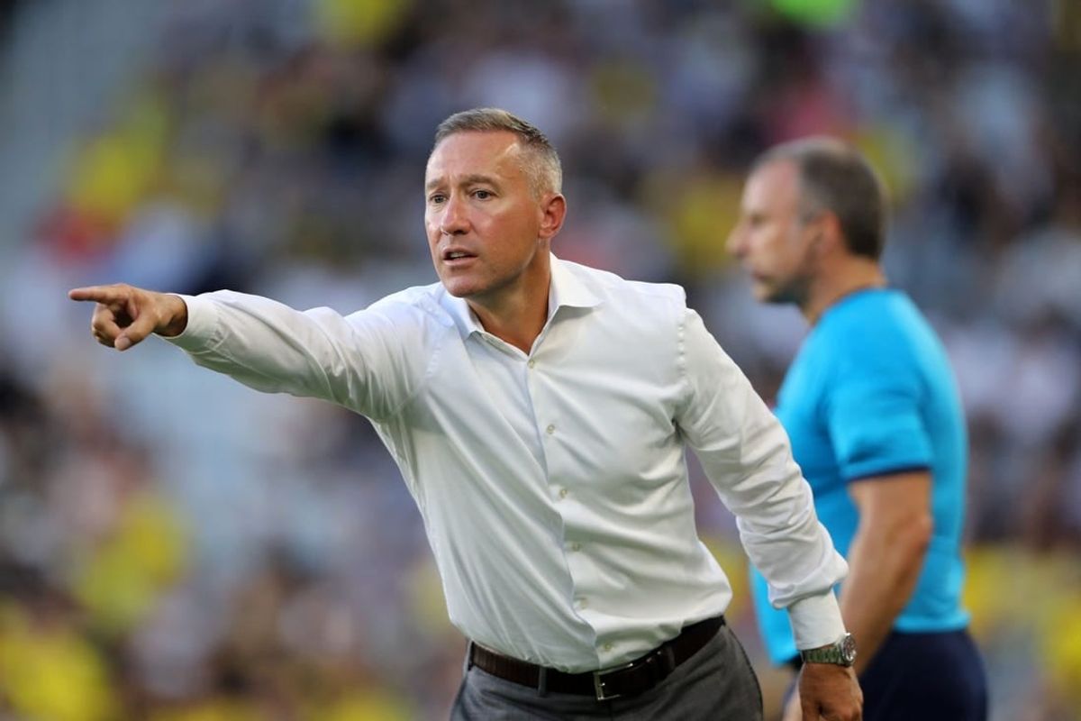 Jul 23, 2022; Columbus, Ohio, USA; Columbus Crew head coach Caleb Porter reacts during the game against New England Revolution during the first half at Lower.com Field.