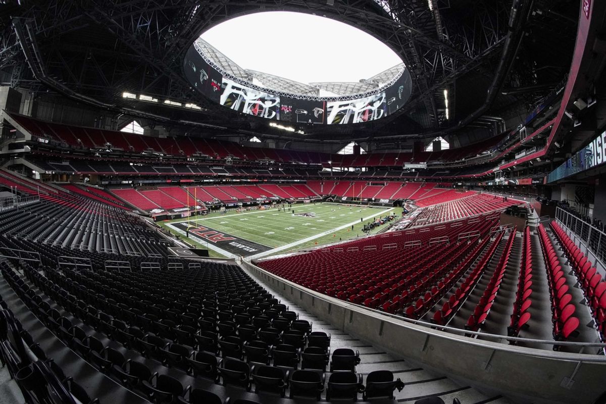 Sep 13, 2020; Atlanta, Georgia, USA; A  general view of the stadium prior to the game between the Atlanta Falcons and the Seattle Seahawks at Mercedes-Benz Stadium. Mandatory Credit: Dale Zanine-USA TODAY Sports