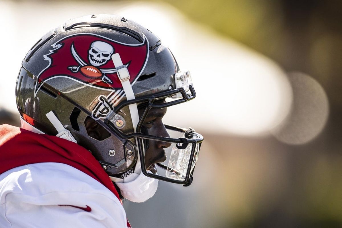 Feb 3, 2021; Tampa, FL, USA; Tampa Bay Buccaneers wide receiver Chris Godwin during NFL football practice, Wednesday, Feb. 3, 2021 in Tampa, Fla. The Buccaneers will face the Kansas City Chiefs in Super Bowl 55.  Mandatory Credit: Kyle Zedaker/Handout Photo via Imagn Images