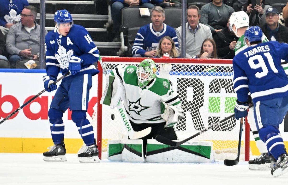 Feb 7, 2024; Toronto, Ontario, CAN; Dallas Stars goalie Scott Wedgewood (41) cannot stop a shot for a goal from Toronto Maple Leafs forward William Nylander (not shown) in the first period at Scotiabank Arena.