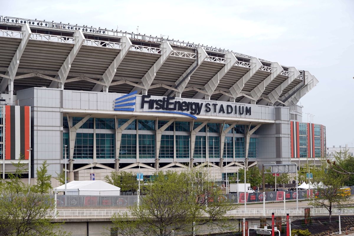 apr 28, 2021; cleveland, ohio, usa; a general overall view of firstenergy stadium. the stadium is the home of the cleveland browns and the site of the 2021 nfl draft. mandatory credit: kirby lee-Imagn Images