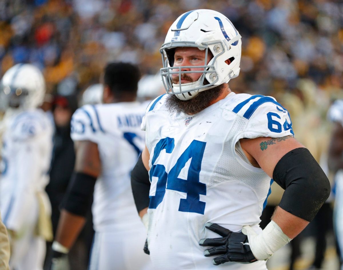 Guard Mark Glowinski (64) has been with the Indianapolis Colts for the past 3 years and in the NFL for 6 seasons. He has started each of the past 2 seasons.

Colts At Steelers