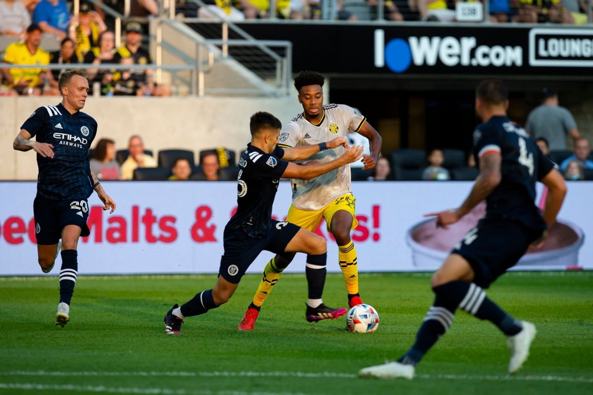 New York City Football Club  s Nicolas Acevedo (26) attempts to take the ball away Columbus Crew  s Saad Abdul-Salaam (26) during the game at Lower.com Field in Columbus, Ohio July 17. The Crew would go on to win the game 2-1.

Ceb Crew Vs Nycfc Njg 004