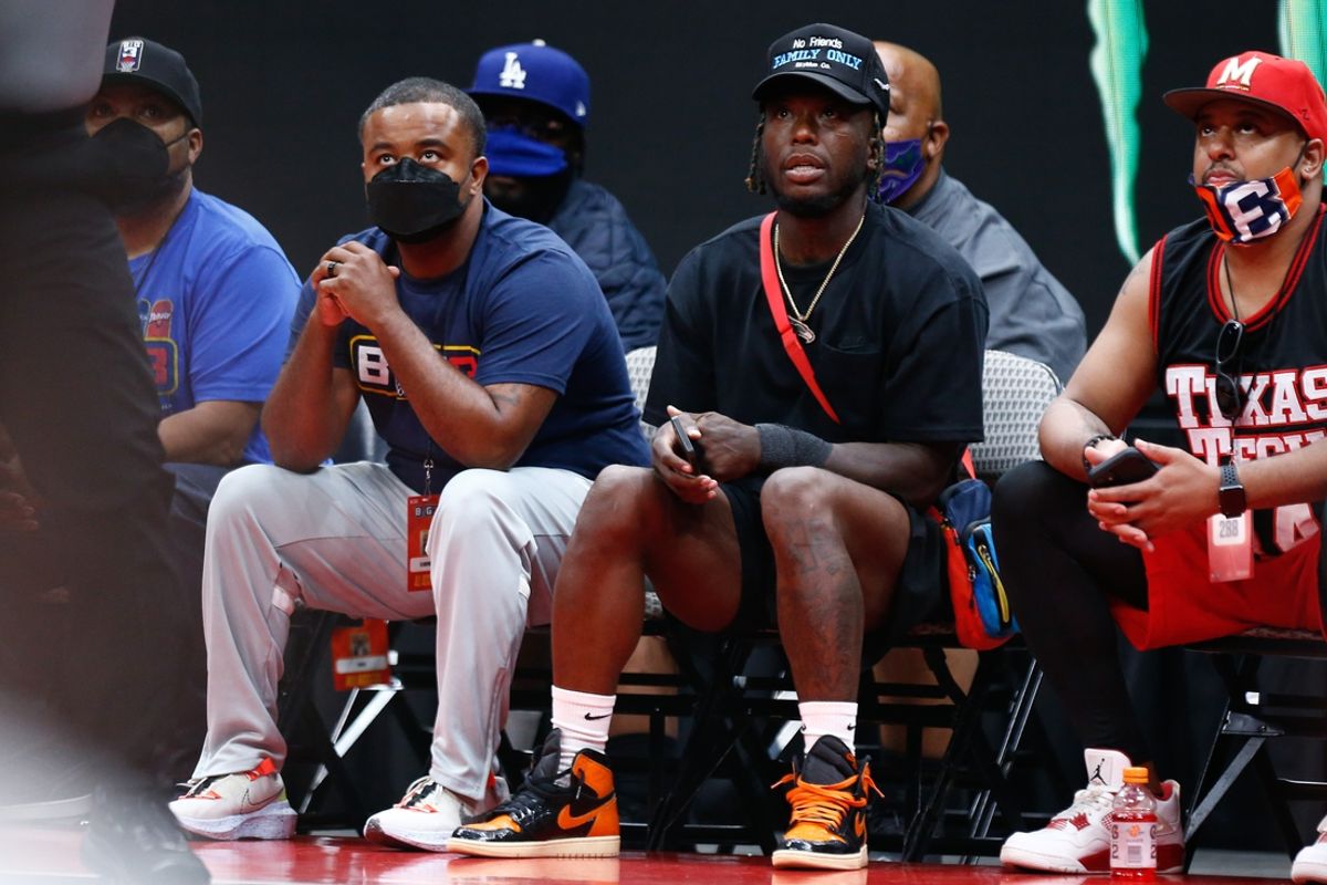 Jul 31, 2021; Dallas, Texas, USA; Former NBA player Nate Robinson in attendance during week four of the Big3 3-on-3 basketball league at American Airlines Center. Mandatory Credit: Aric Becker-Imagn Images