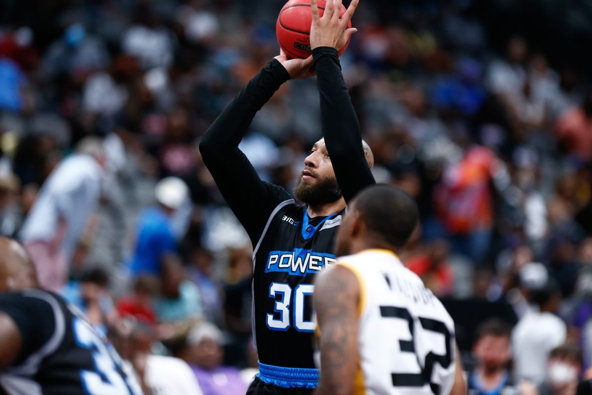 Jul 31, 2021; Dallas, Texas, USA; Power forward Royce White (30) shoots a free throw against Killer 3 during week four of the Big3 3-on-3 basketball league at American Airlines Center. Mandatory Credit: Aric Becker-USA TODAY Sports