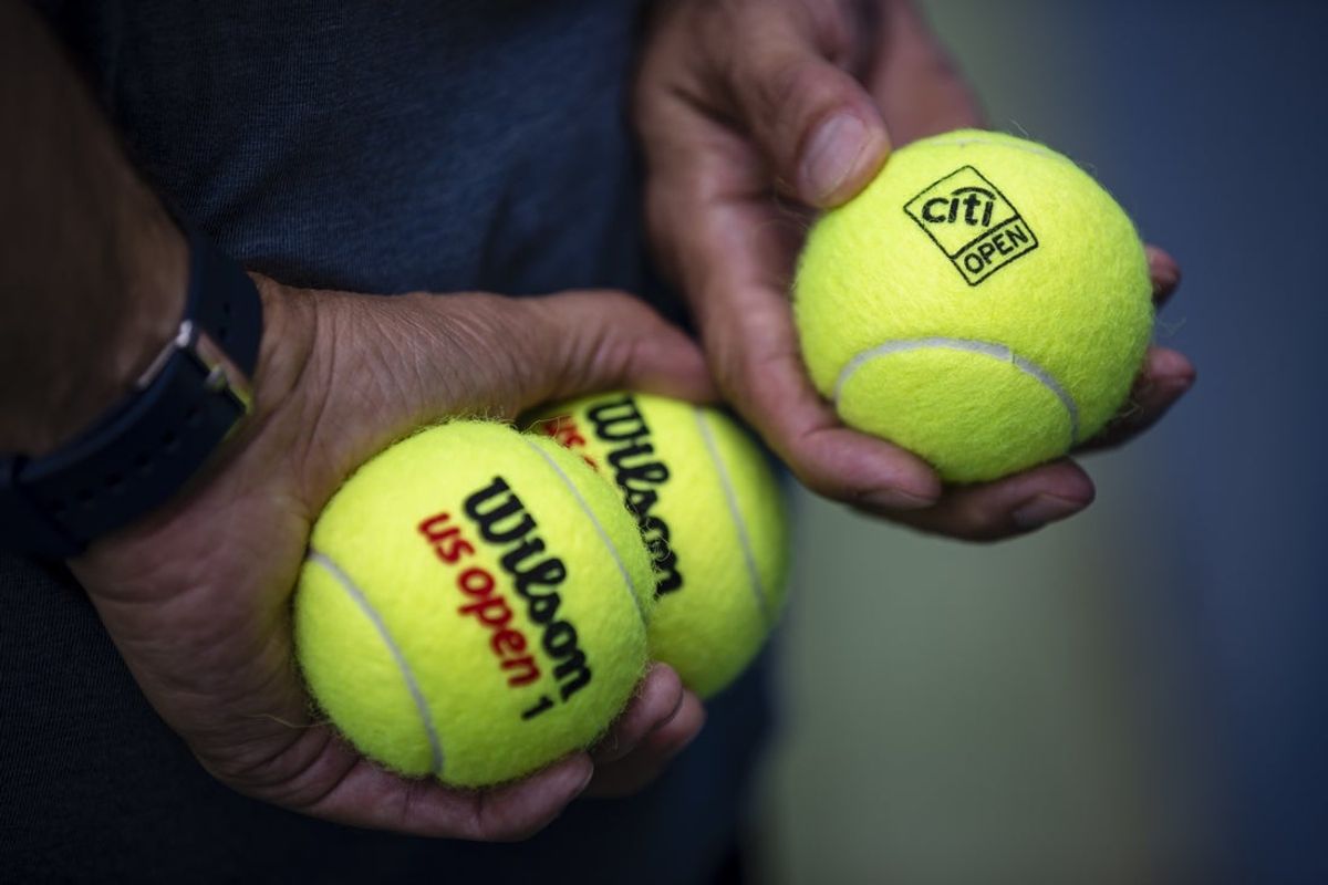 Aug 2, 2021; Washington, DC, USA; A general view of tennis balls used during the Citi Open at Rock Creek Park Tennis Center. Mandatory Credit: Scott Taetsch-Imagn Images