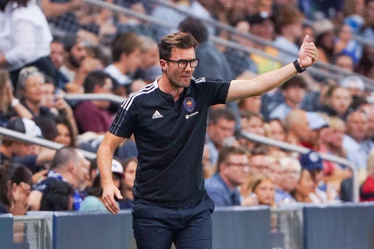 Sep 11, 2021; Kansas City, Kansas, USA; Chicago Fire head coach Raphael Wicky reacts to play against Sporting Kansas City during the first half at Children's Mercy Park. Mandatory Credit: Denny Medley-Imagn Images