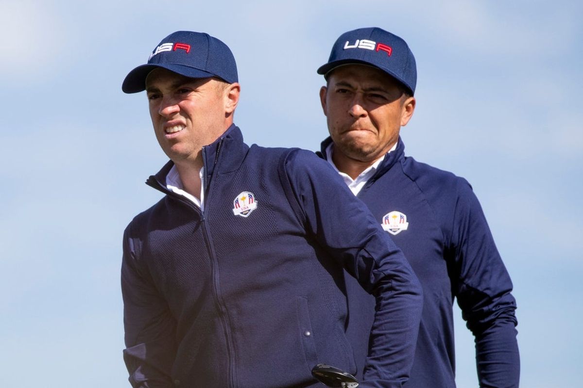 Justin Thomas and Xander Schauffele at the 2021 Ryder Cup at Whistling Straits.