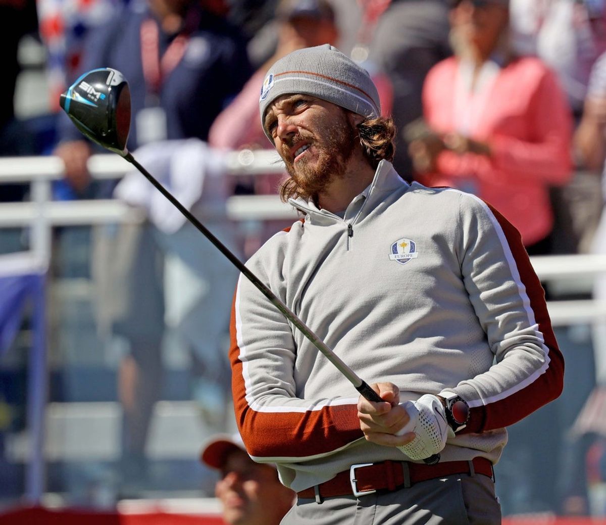 Europe player Tommy Fleetwood tees off on the 1st tee during the 43rd Ryder Cup at Whistling Straits, in Haven, Wis. on Saturday, Sept. 25, 2021. -  Photo by Mike De Sisti / Milwaukee Journal Sentinel via USA TODAY NETWORK

Ryder Ryder26 07746