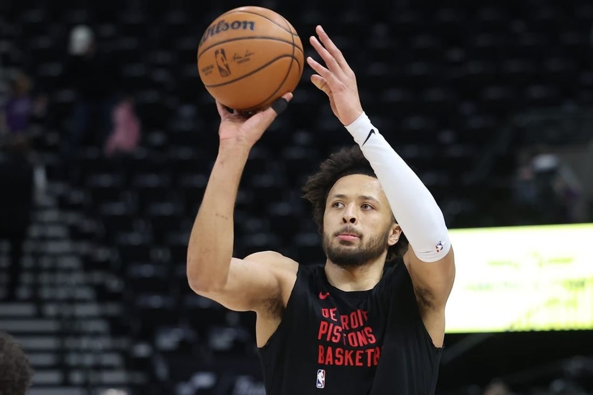 Jan 3, 2024; Salt Lake City, Utah, USA; Detroit Pistons guard Cade Cunningham (2) warms up prior to the game against the Utah Jazz at Delta Center.
