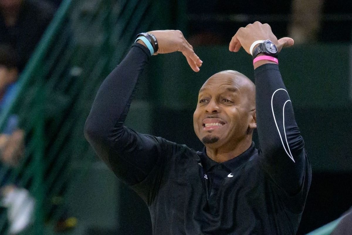 Jan 21, 2024; New Orleans, Louisiana, USA; Memphis Tigers head coach Penny Hardaway reacts during the first half against the Tulane Green Wave at Avron B. Fogelman Arena in Devlin Fieldhouse.