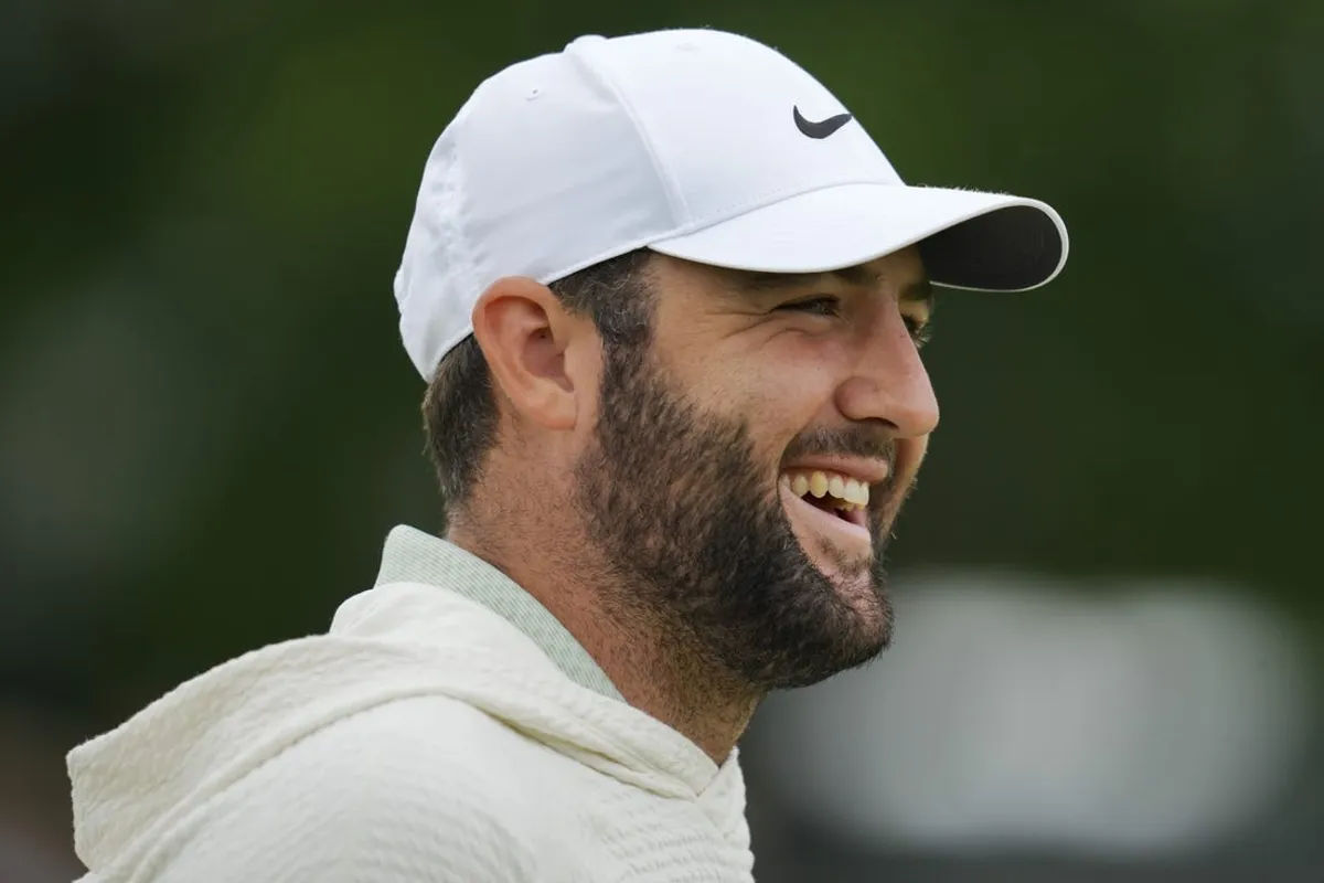 May 14, 2024; Louisville, Kentucky, USA; Scottie Scheffler works on the practice green during a practice round for the PGA Championship golf tournament at Valhalla Golf Club. Mandatory Credit: Aaron Doster-USA TODAY Sports