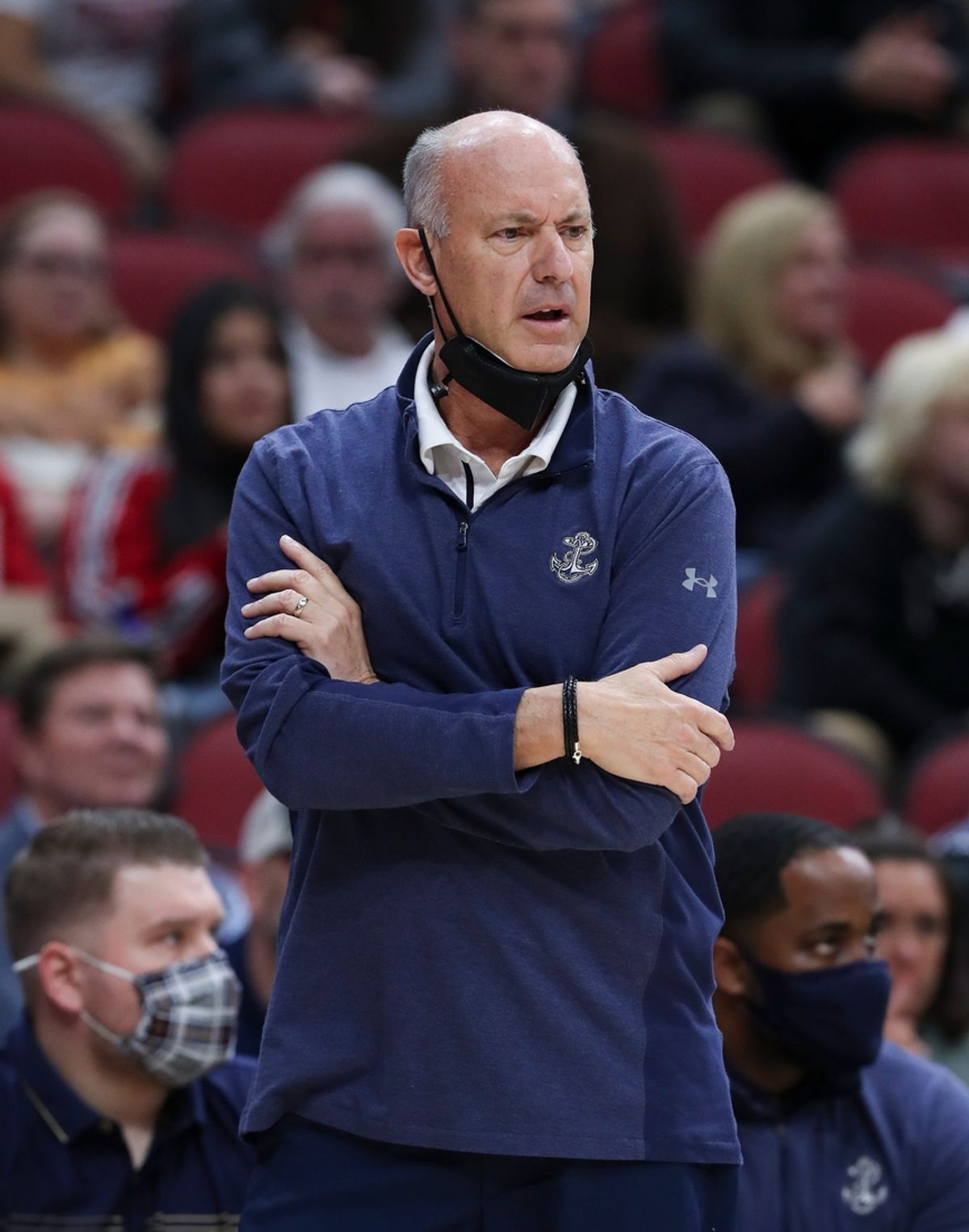 Navy head coach Ed DeChellis watches action against U of L during their game at the Yum Center in Louisville, Ky. on Nov. 15, 2021.

Uofl Navy17 Sam