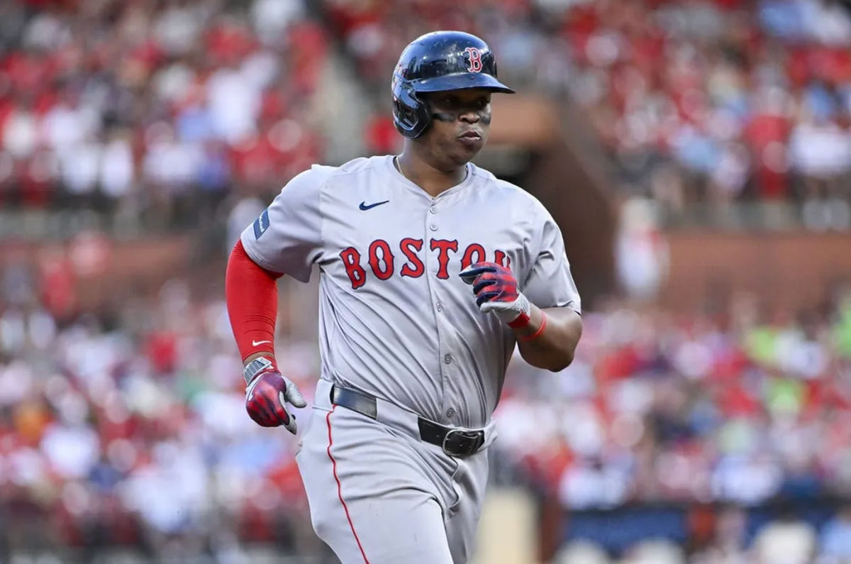 May 18, 2024; St. Louis, Missouri, USA; Boston Red Sox third baseman Rafael Devers (11) runs the bases after hitting a solo home run against the St. Louis Cardinals during the fourth inning at Busch Stadium. Mandatory Credit: Jeff Curry-USA TODAY Sports