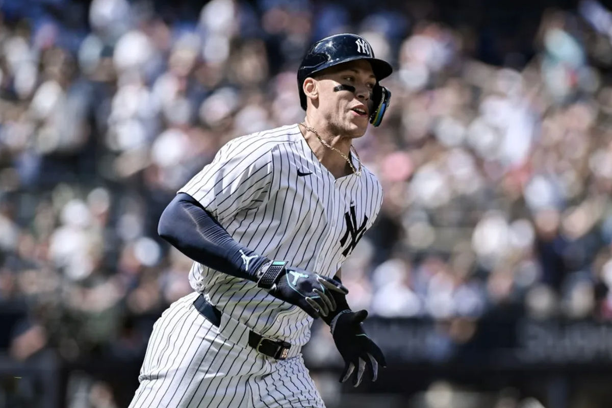May 19, 2024; Bronx, New York, USA; New York Yankees outfielder Aaron Judge (99) rounds the bases after hitting a two run home run against the Chicago White Sox during the fifth inning at Yankee Stadium. Mandatory Credit: John Jones-USA TODAY Sports