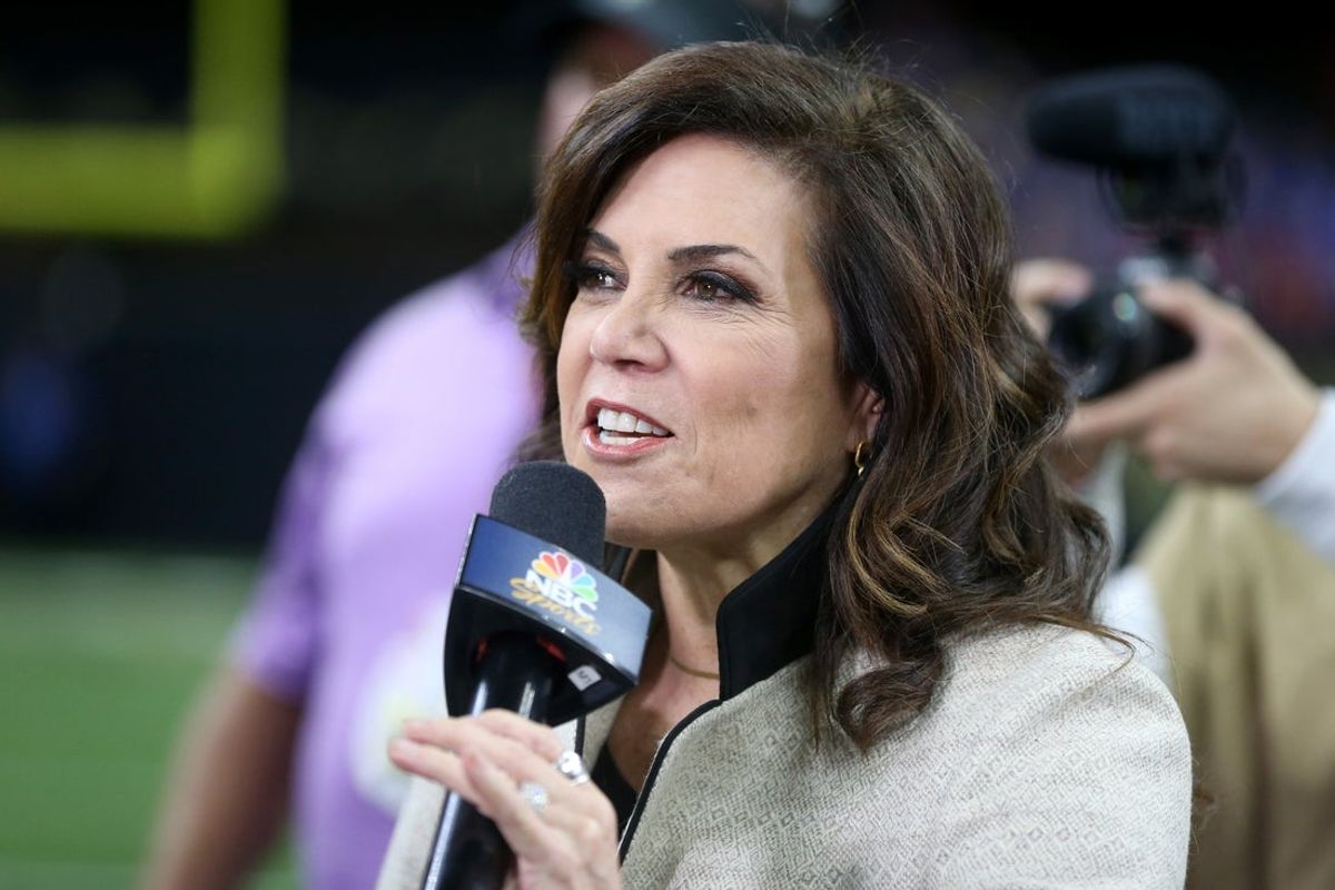 Nov 25, 2021; New Orleans, Louisiana, USA; NBC Sports commentator Michele Tafoya after the game between the New Orleans Saints and the Buffalo Bills at the Caesars Superdome. Mandatory Credit: Chuck Cook-Imagn Images