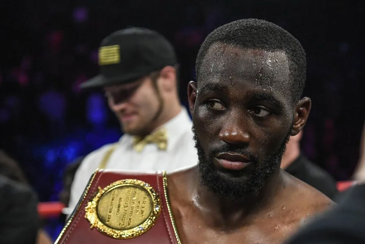 Apr 20, 2019; New York, NY, USA; Terence Crawford looks on after winning his fight against Amir Khan during the WBO welterweight title fight at Madison Square Garden. Mandatory Credit: Sarah Stier-Imagn Images