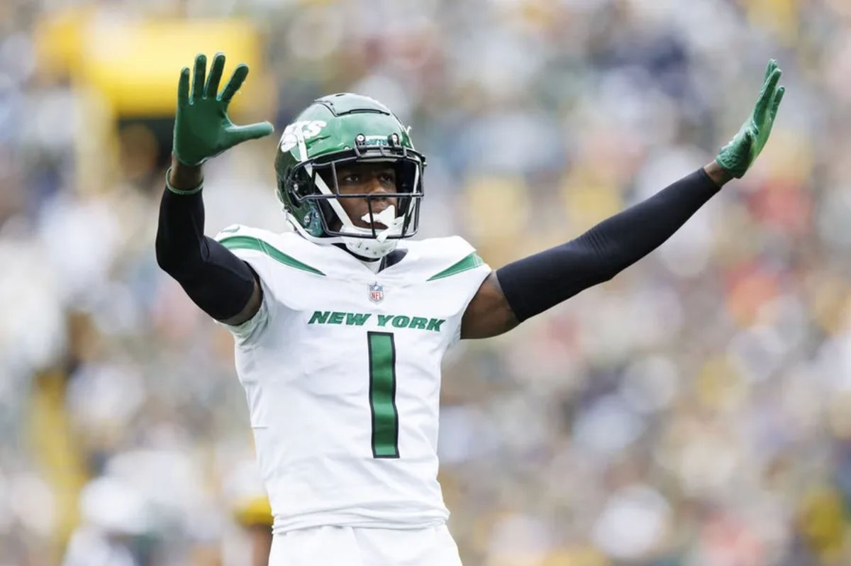 New York Jets cornerback Sauce Gardner (1). Mandatory Credit: Jeff Hanisch-Imagn Images