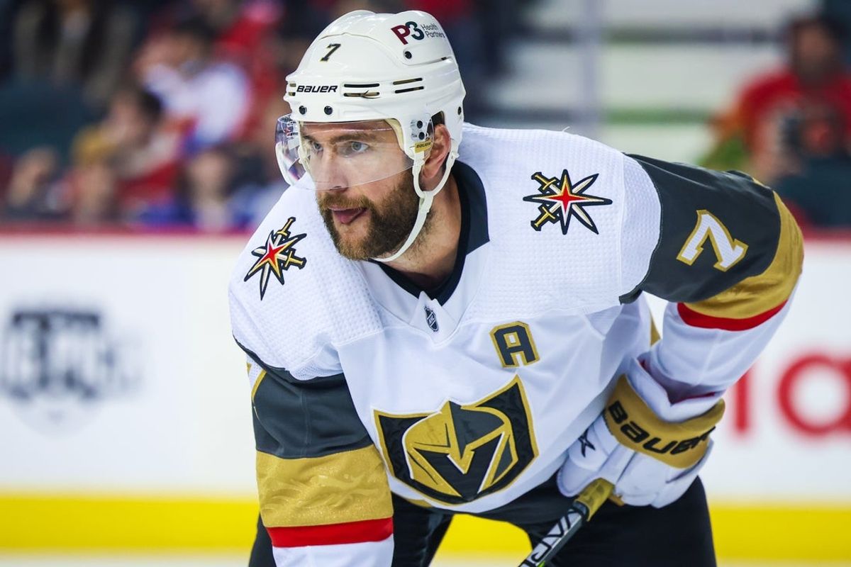 Vegas Golden Knights defenseman Alex Pietrangelo. Mandatory Credit: Sergei Belski-Imagn Images