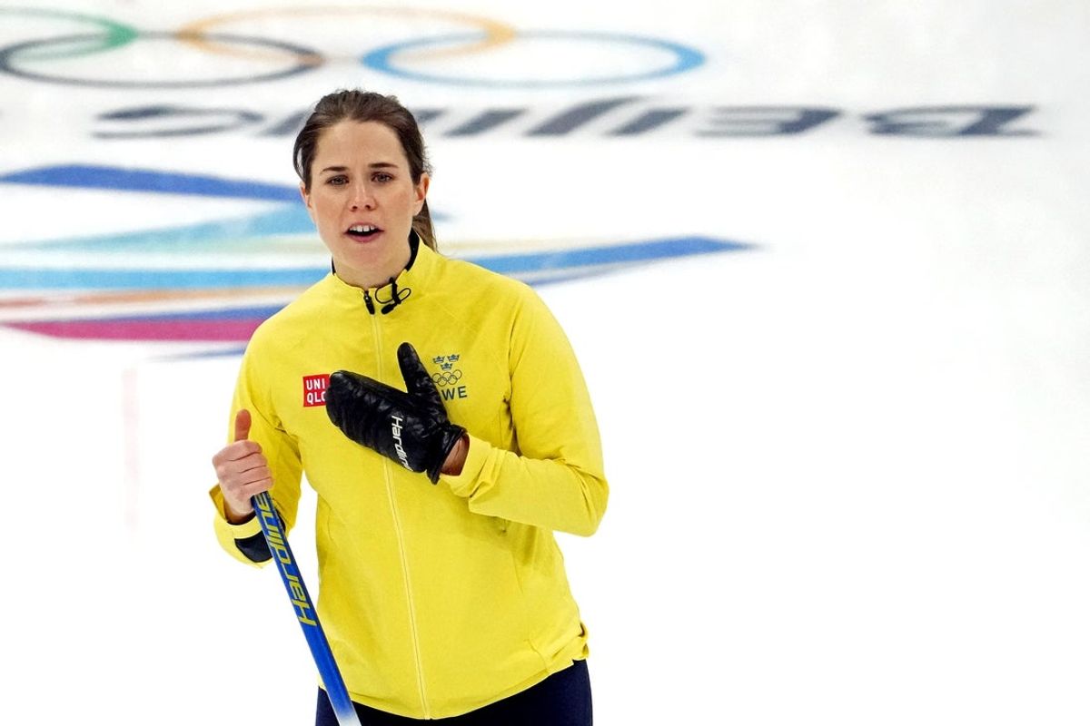 Feb 13, 2022; Beijing, China; Anna Hasselborg (SWE) during the Beijing 2022 Olympic Winter Games at National Aquatics Center. Mandatory Credit: Rob Schumacher-Imagn Images
